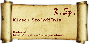 Kirsch Szofrónia névjegykártya